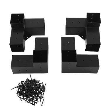 Imagem de Suportes de pérgola de Vomeko, kit de hardware de pérgola ao ar livre moderno modular, kit de hardware de madeira elevada de aço DIY para a madeira ao ar livre (4pcs)