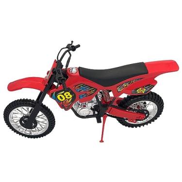 Imagem de Moto de Motocross de Brinquedo, 36cm, Vermelho com Apoio, Pneus Emborrachados