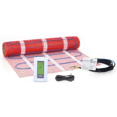 Imagem de HeatTech Kit De Tapete Aquecedor Elétrico Piso 7,5 Pés Quadrados, Sistema Aquecimento Radiante 120 V Com Termostato Programável Aube Sensor Piso. Azulejo, Pedra, Mármore, Laminado, Vinil, Madeira.