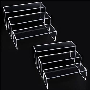 Imagem de ELEGANTLIFE - Suporte Para Cupcakes Com Prateleira De Acrílico 3 Níveis Bonecos Funko Pop Amiibo, Organizador Perfumes E Colônias, Sobremesas, Decoração Joias, 2 Conjuntos Unidades (Transparente)