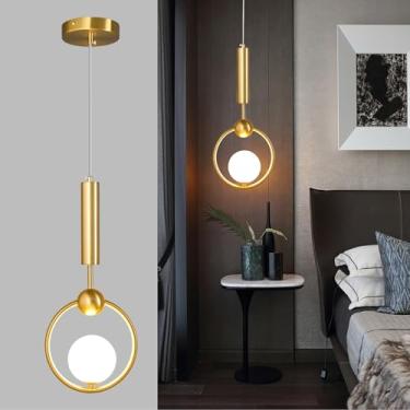 Imagem de ADCTHOME Luminárias Pendentes Modernas De Vidro Globo, 1 Luz, Iluminação Dourada Simples, Lustre Meados Do Século Para Cozinha, Ilha, Sala Jantar, Quarto, Entrada, Corredor (Pacote Com 1)