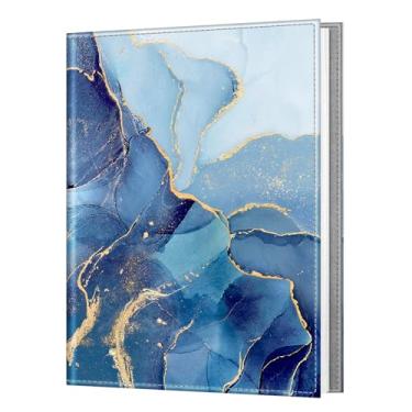 Imagem de FINTIE Álbum De Fotos 8X10 - 52 Bolsos, Capa Couro Vegano Premium, Álbuns Fotos, Coleção Portfólio Arte, Família/Casamento/Aniversário, Mármore Oceano