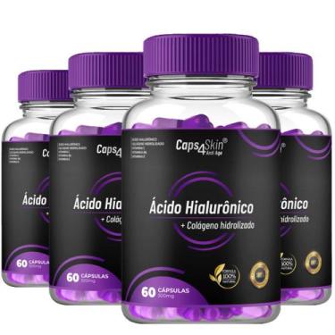 Imagem de Caps4skin - Ácido Hialurônico + Colágeno Hidrolisado, 4 Potes