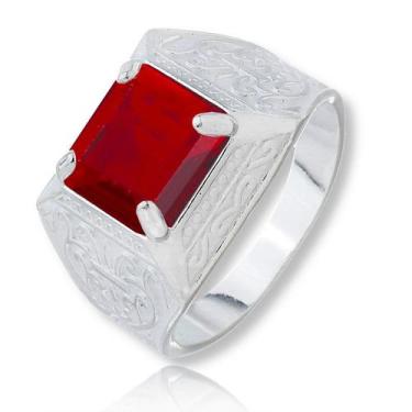 Imagem de Anel Masculino Formatura Prata Legitima Pedra Rosa - Lojas La+Ny, 20, 