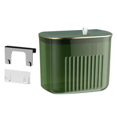 Imagem de YWJLQH Lixeira suspensa com tampa, composteira de cozinha, balde de compostagem com economia de espaço, lata de lixo montada na parede para banheiro, Green S