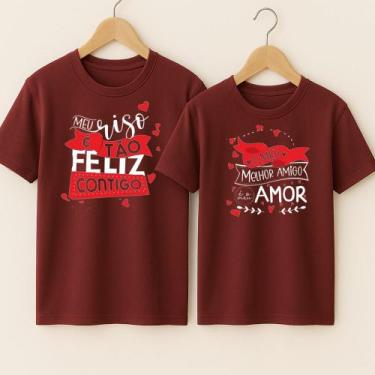 Imagem de Camiseta Algodão Casal Estampa Velha Infância Letra Música Fofa Presen