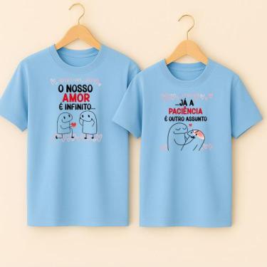 Imagem de Camiseta Algodão Casal Estampa O Nosso Amor É Infinito Meme Engraçado 