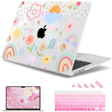 Imagem de May Chen [Novo padrão 2025] para MacBook Air 13,5 polegadas Capa M2 M3 M4 Modelo de chip: A2681 A3113 A3240, versão 2022-2025, capa rígida com protetor de tela e película de teclado - Flores de