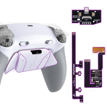 Imagem de eXtremeRate Kit De Pás Traseiras Rise4 Plus Max Com Travas Gatilho E Empunhadura Emborrachada Para Controle Ps5 Bdm-030 040 050, Botões Remapeáveis - Branco Cinza Não
