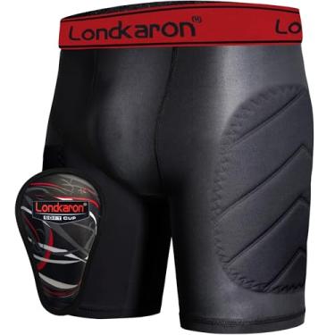 Imagem de Londkaron Shorts Acolchoados Deslizantes Para Meninos Jovens Com Bojo Protetor Macio Para Beisebol E Futebol Americano (Preto, Grande)