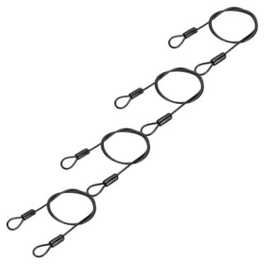 Imagem de PATIKIL Cabo de aço inoxidável revestido de vinil de 3/40.6 cm de diâmetro com laços, 4 peças de corda de fio flexível de 1,2 m (119,4 cm) Cadeado de corrente de segurança para iluminação de palco ao