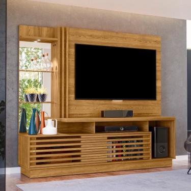 Imagem de Home Theater Frizz Plus Com Portas Deslizantes Frisadas, Espelho e Led