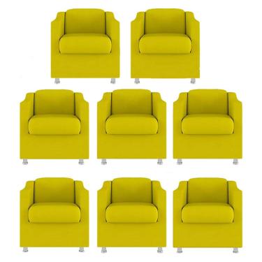 Imagem de Kit 8 Poltronas Decorativa Reforçada  Recepção Clinica Salão Suede