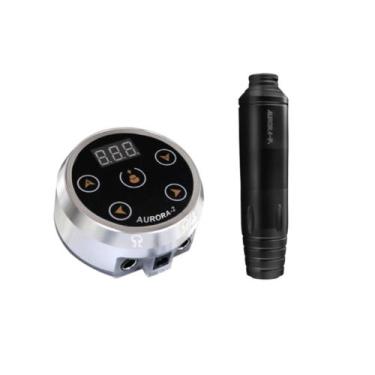 Imagem de Kit Máquina Dermografo Pen Rotativa Para Tattoo Aurora P2 + Fonte Auro