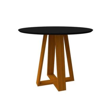 Imagem de Mesa de Jantar Redonda com Tampo de Vidro Vitoria Preta e Ype 100 cm -