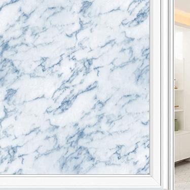 Imagem de Película de janela de privacidade de mármore, textura de estilo mármore, filme de vidro para sala de estar e escritório em casa, L90 x C 190 cm