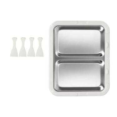 Imagem de predolo Máquina de Sorvete, Forma de Sorvete, aço Inoxidável, Atividades Divertidas para Famílias, Bandeja para Rolinhos de Iogurte Congelado Caseiro, Branco Sem Tampa