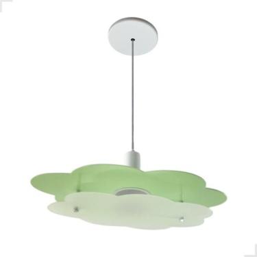 Imagem de Luminária Infantil Pendente - Nuvem Verde - Quarto bebê e Criança - Vi