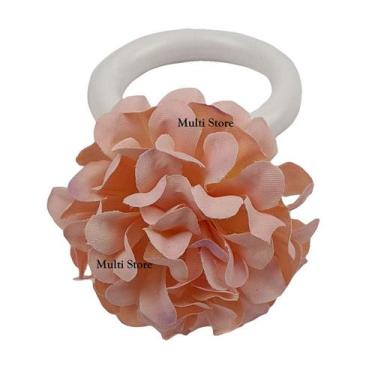 Imagem de KIT 06 Argola Porta Guardanapo Anel Crisantemo Salmão Floral Mesa Post