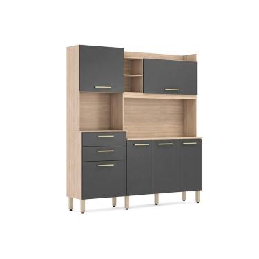 Imagem de Kit De Cozinha Compacta Select C/ 6 Portas E 2 Gavetas Avena/grafito - Demóbile