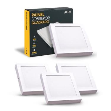 Imagem de Kit 4 Painel Led Plafon 18w 6500k Bivolt Sobrepor Quadrado Br Cod: ALU