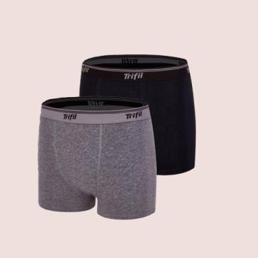 Imagem de Kit 2 Cuecas Boxer Em Algodão Sem Costura Trifil, Mescla, Preto, GG