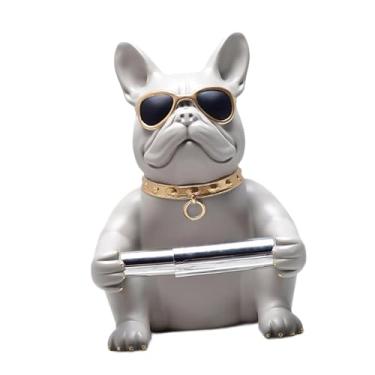 Imagem de Fenteer Suporte de papel higiênico, estátua de cachorro, organização de armazenamento, decoração criativa, dispensador de rolo de papel de seda, enfeite de, Bege