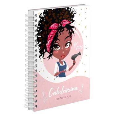 Imagem de Agenda Comercial 2026 Personalizada Capa Dura Cabeleireira Cachos Cores (Rosa)