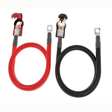 Imagem de FEDAPURY Conjunto De Clipes Para Cabo Inversor Energia Bateria Calibre 6 Awg, 3 Pés, Vermelho + Preto, Cobre Puro Com Terminais 3/8" Automotivo, Marítimo, Carro, Motocicleta, Barco, Trailer, Solar