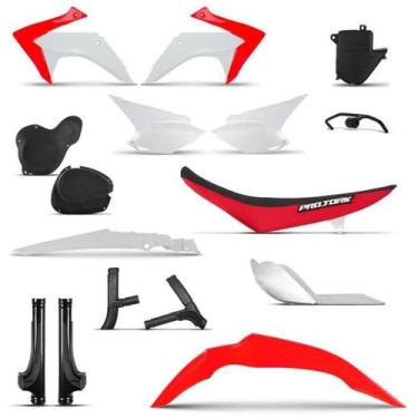 Imagem de Kit Plástico Roupa Crf 230 2015 Com Banco - Pro tork, Branco - Vermelh