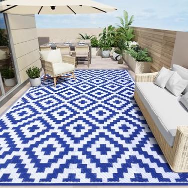 Imagem de Tapete impermeável para áreas externas OLANLY 2,7 m x 3,6 m, tapete de palha de plástico para áreas externas para camping, tapete para trailer, carpete para áreas externas para varanda, deck, quintal