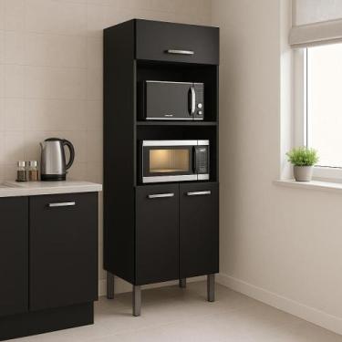 Imagem de Paneleiro Torre Quente Forno e Microondas Preto - Direto Sim, Preto