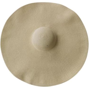 Imagem de Boné De Praia Verão 25 M Big Brim Oversize Dobrável Chapéus De Praia Para Mulheres Chapéu De Palha Dobrável Sun Protectio Party Travel, White, A