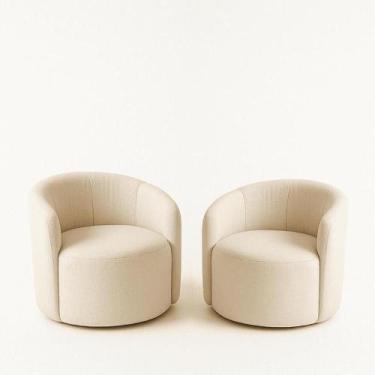 Imagem de Kit 02 Poltronas Curva Orgânica Nature Gaia Boucle Bege - Montanaris D