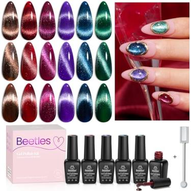 Imagem de beetles Gel Polish Conjunto De Esmaltes Em Olho Gato Beetles, 6 Cores, Glitter Vermelho Rosa Marrom Brilhante Bordô Roxo Azul Verde Efeito Magnético Kit Deslumbrante Manicure Soak Off Uv Presentes P