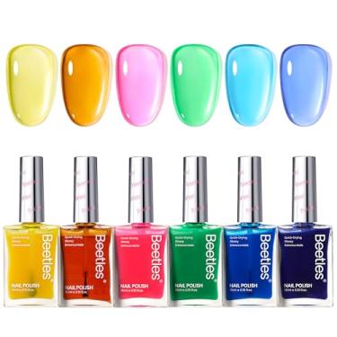 Imagem de beetles Gel Polish Conjunto De Esmaltes Neon Beetles, 6 Cores Gelatinosas, Kit Arco-Íris Brilhante, Secagem Rápida, Verão, Brilho, Esmalte Presentes Longa Duração Para Mulheres