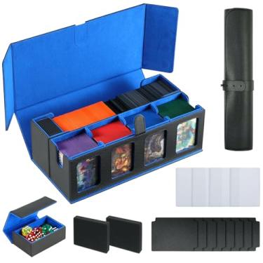 Imagem de WPGEAR Trading Card Deck Case for 1600 Cards, Storage Box with Display Windows for MTG Commander, Magic Cards, PTCG, Sport Cards and Other Trading Card Games - BLUE