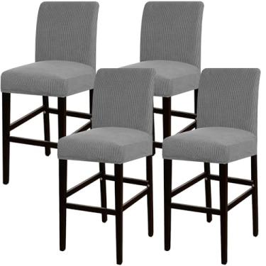 Imagem de Bar Chair Stool Covers Set of 4, Stretch Washable Bar Stool Seat Covers for Kitchen Dining Room Cafe(Light gray)