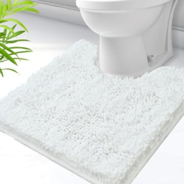 Imagem de AINAHYVA Tapete de banheiro em forma de U, tapetes de banheiro de chenille super absorventes e forro antiderrapante de PVC forte para tapetes higiênicos em forma de U, lavável na máquina, tapetes de