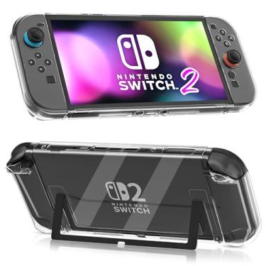 Imagem de FANPL Capa protetora transparente para Nintendo Switch 2 (2025), capa para Switch 2 e controle Joy Con - Não é fácil de cair (versão flexível)