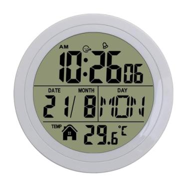 Imagem de IEUDNS Despertador digital de parede, alimentado por bateria, versátil, com função, mesa de cabeceira, relógio para cozinha, academia e sala de estar, Branco