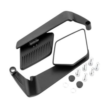 Imagem de KiBcsLic Espelhos retrovisores de motocicleta genéricos ajustáveis ​​com parafusos M8 M10 Espelho lateral de asa de vento, Preto Branco