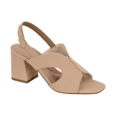 Imagem de Sandália Feminina Beira Rio Salto Bloco Branca Recorte Moderno Confort