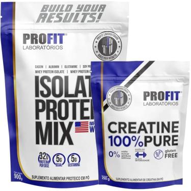 Imagem de Kit Whey Isolate Protein Mix 900g Sabores + Creatina Pura 250g Sem Sabor - Profit-Unissex