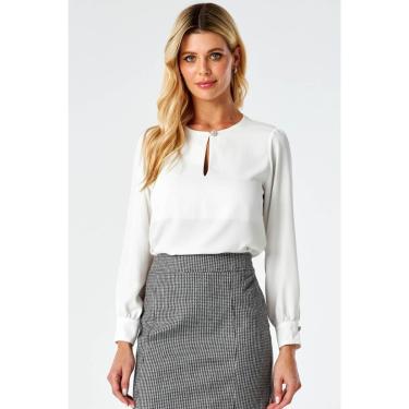 Imagem de Blusa PKS Manga Longa Com Botões Jóia Off White-GG-Feminino