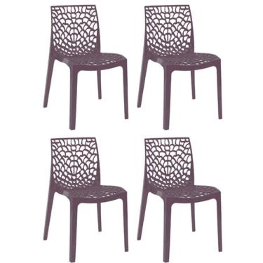 Imagem de Kit 4 Cadeiras Gruvyer Estrutura Em Polipropileno Fratini Cinza Escuro