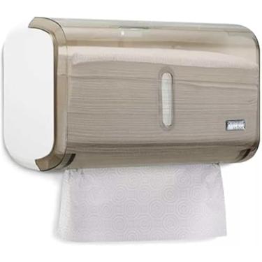 Imagem de Kit Porta Saboneteira Para Sabonete Liquido E Dispenser Suporte De Papel Toalha InterfolhasCor Fume Urban Compacto