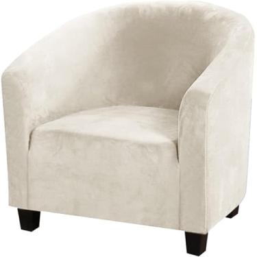 Imagem de Capa De Cadeira De Clube De Cor Sólida, 1 Peça Elegante Luxuosa Poltrona Protetora De Móveis De Veludo Elástico Com Fundo Elástico Para Sala De Estar De Jantar, Wine Red