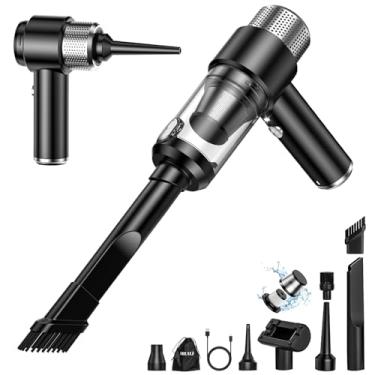 Imagem de SHLNLI Mini aspirador de pó, aspirador de pó portátil 16000PA para carro, sem fio, com luz LED, espanador de ar 4 em 1 e pequeno aspirador portátil recarregável para carro, casa, escritório, animal de