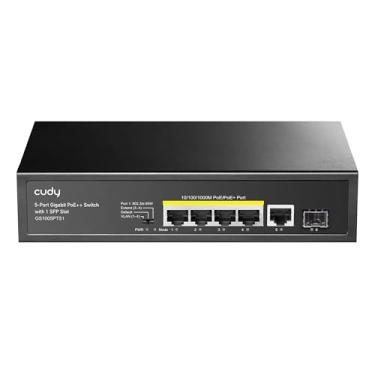 Imagem de Cudy GS1005P 5 portas Gigabit Ethernet não gerenciado PoE + Switch, com 4 x PoE+ @ 60W, desktop/parede, caixa sem ventilador de metal resistente, 802.3af, 802.3at, portas blindadas, otimização de tráfego, Plug and Play